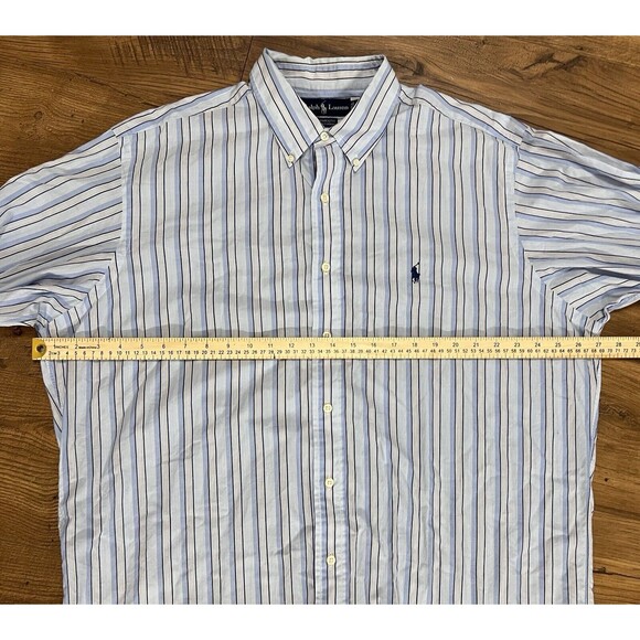 Ralph Lauren Shirt Mens Large 17, 36/37 Yarmouth Blue White Orange Vintage 80s - Picture 5 of 10